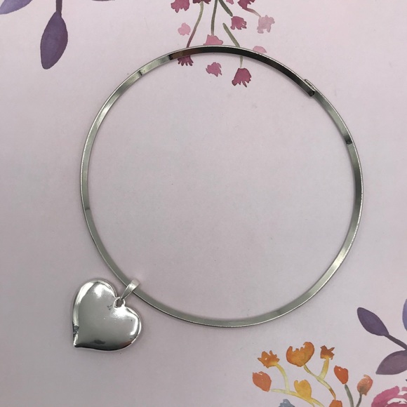 Host Pick! Silver Heart Necklace w/ Rhinestones - Picture 2 of 9